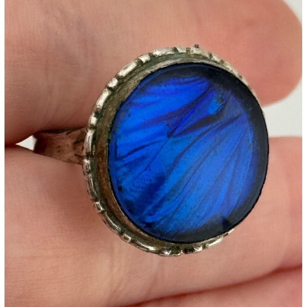 Vintage Silver Tone‎ Butterfly Wing Adjustable Ring AS IS